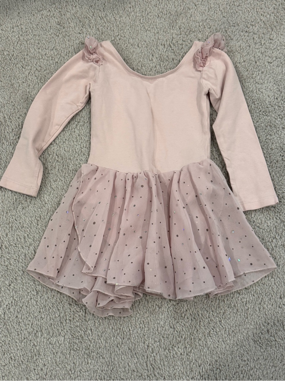 Girls Pink Sparkle Dance Leotard Dress - Long Sleeve Kids